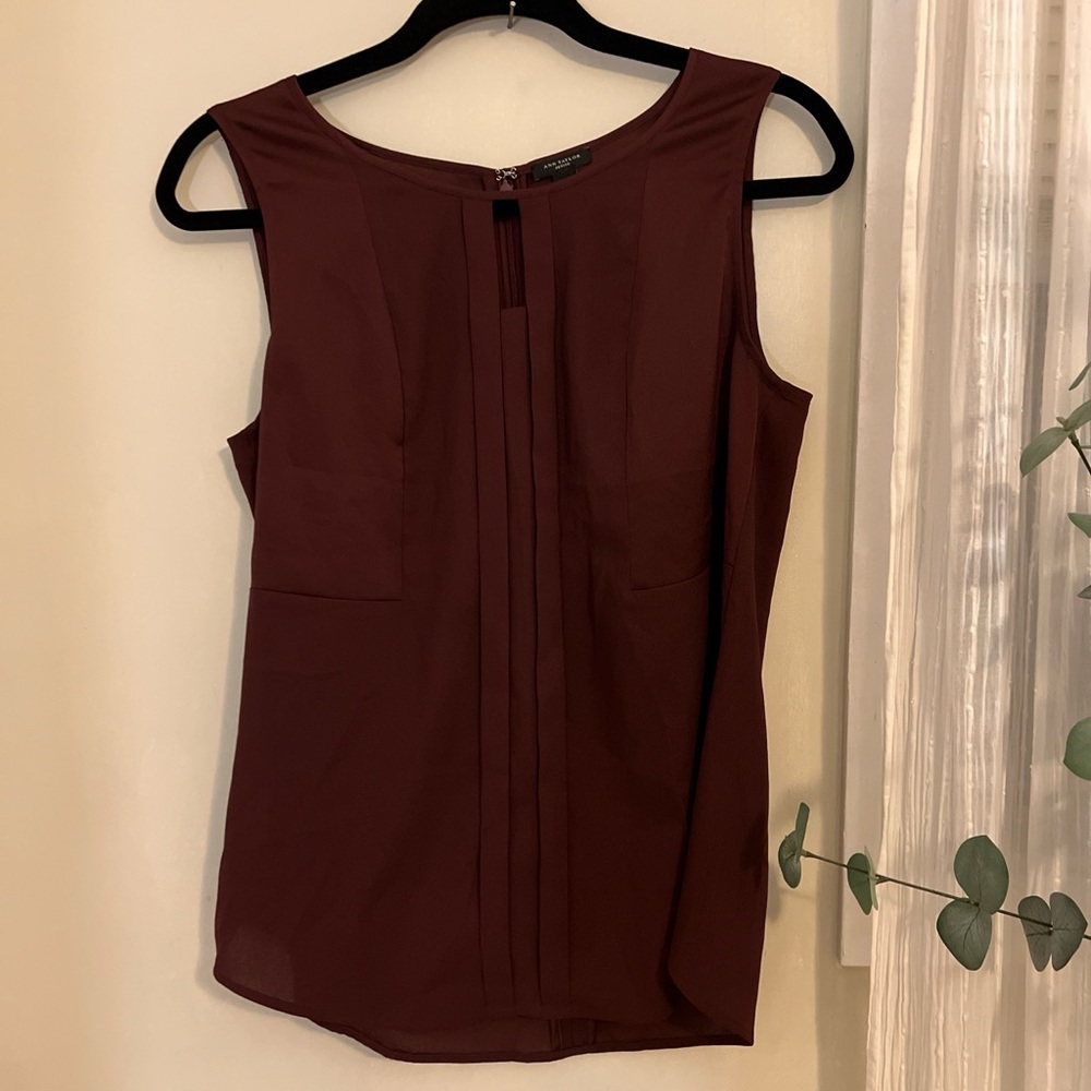 Ann Taylor Rich Burgundy Sleeveless Blouse